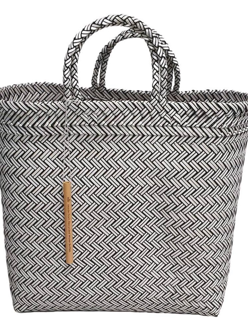 Recycled Plastic Woven Beach/Tote Bag: Grey / Large
